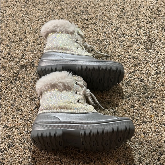 Kids Silver Glitter Winter Boots - Picture 2 of 6